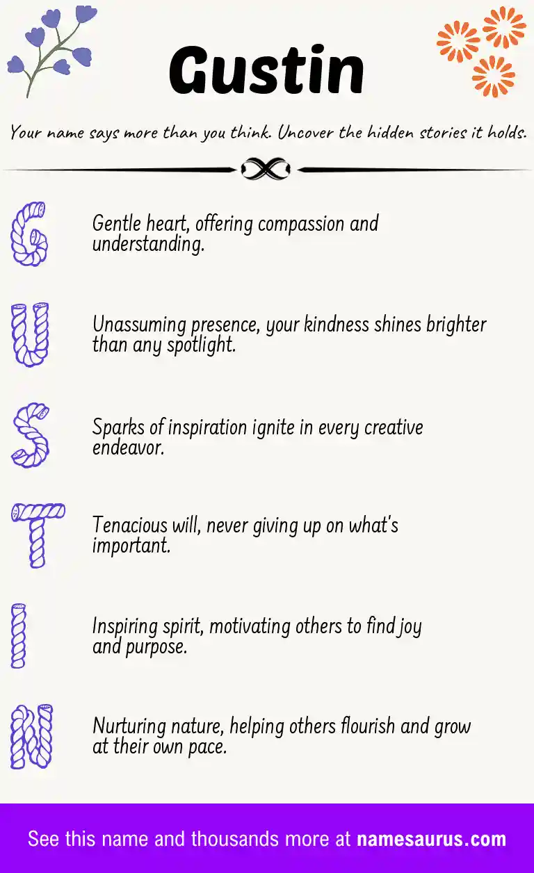 Acrostic poem about Gustin.