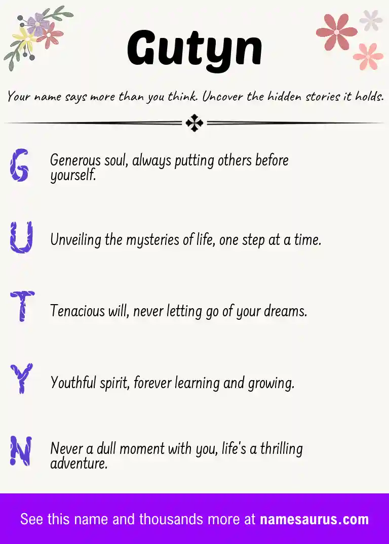 Acrostic poem about Gutyn.