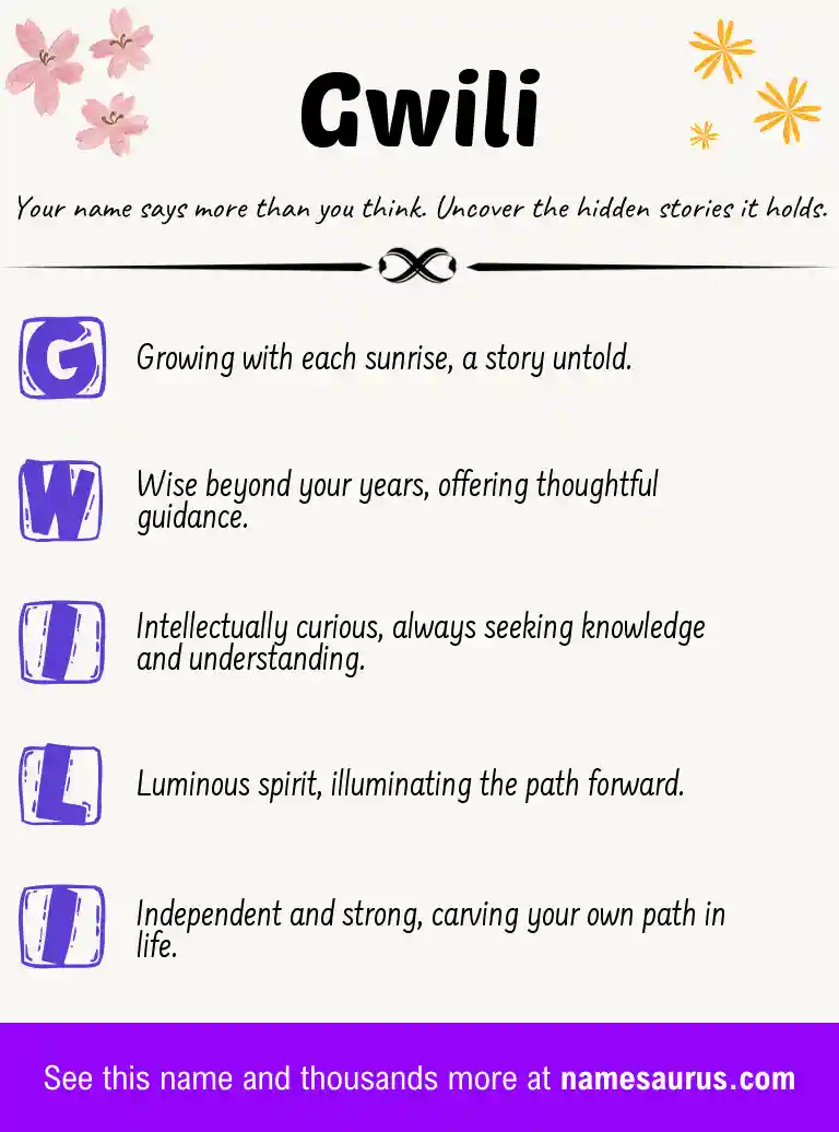 Acrostic poem about Gwili.