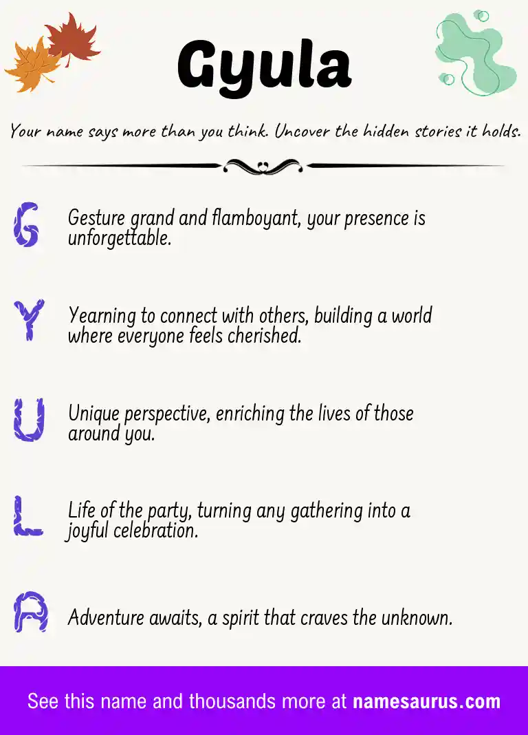 Acrostic poem about Gyula.