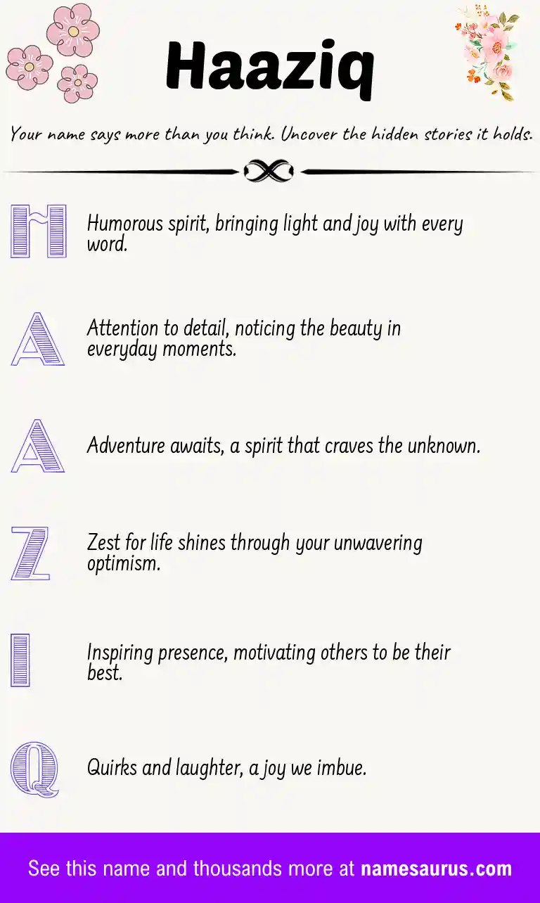 Acrostic poem about Haaziq.