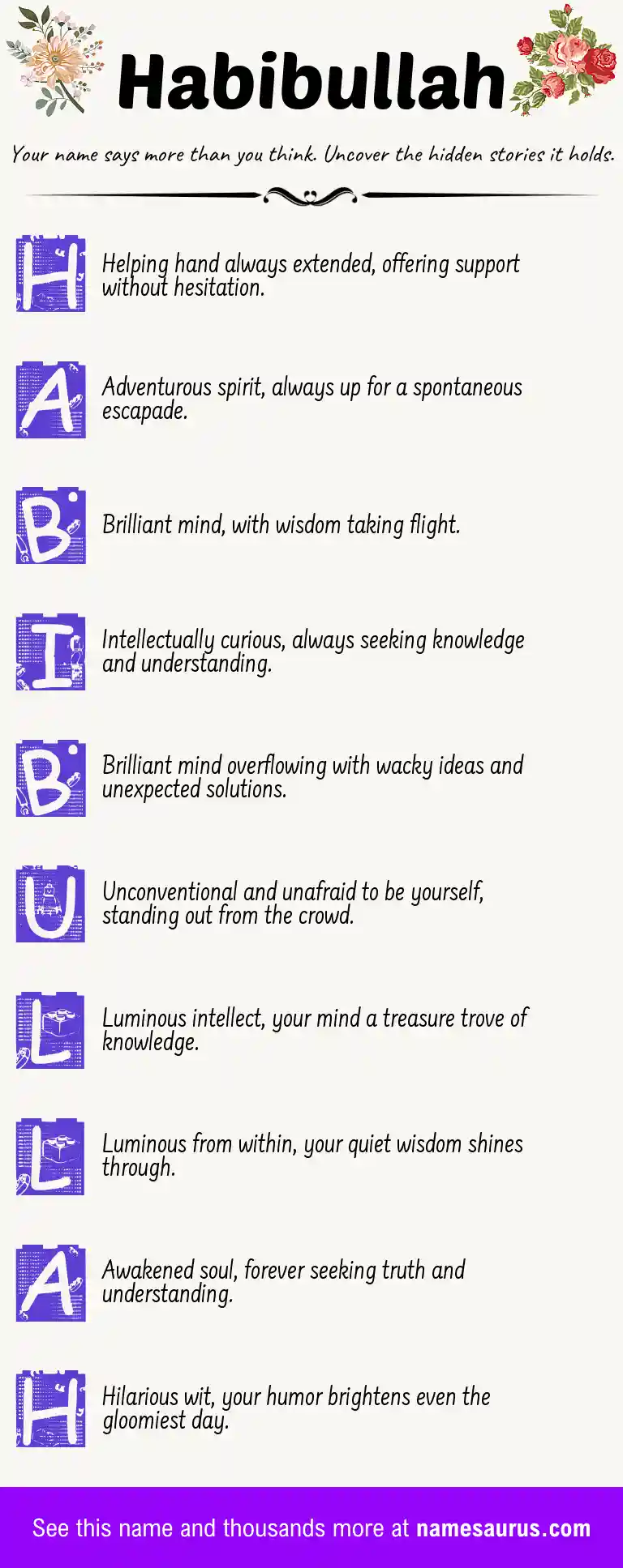 Acrostic poem about Habibullah.
