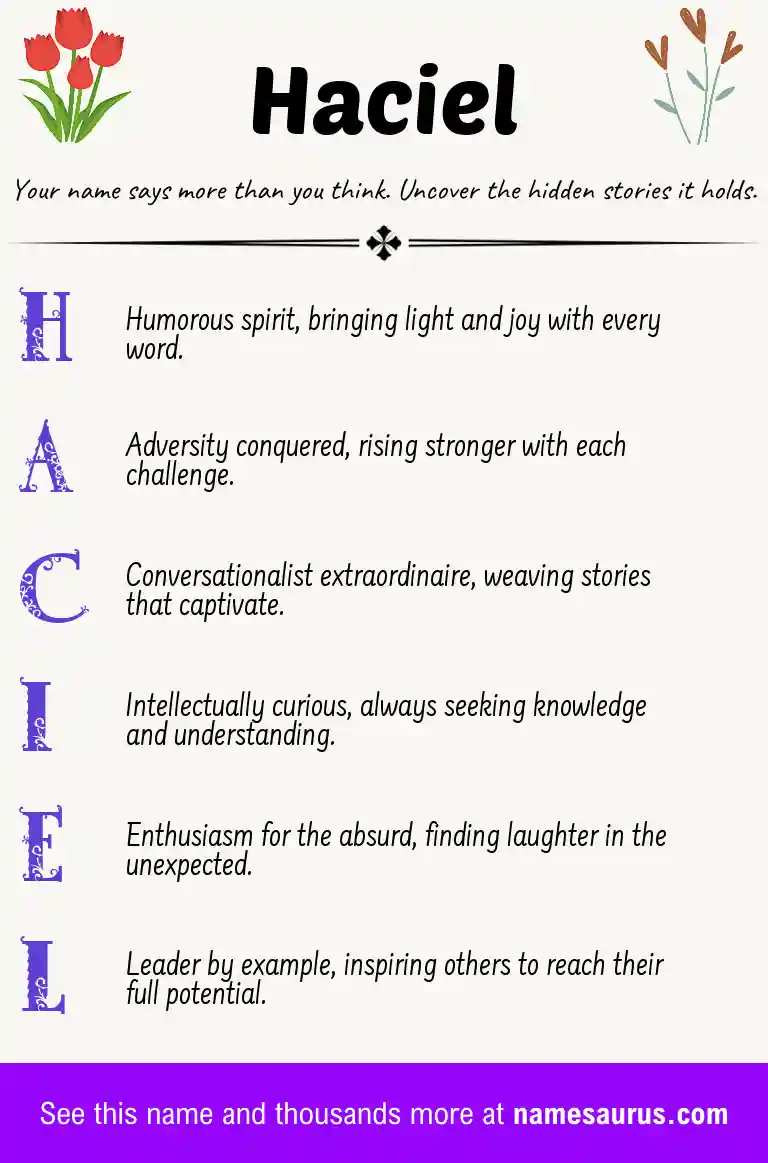 Acrostic poem about Haciel.