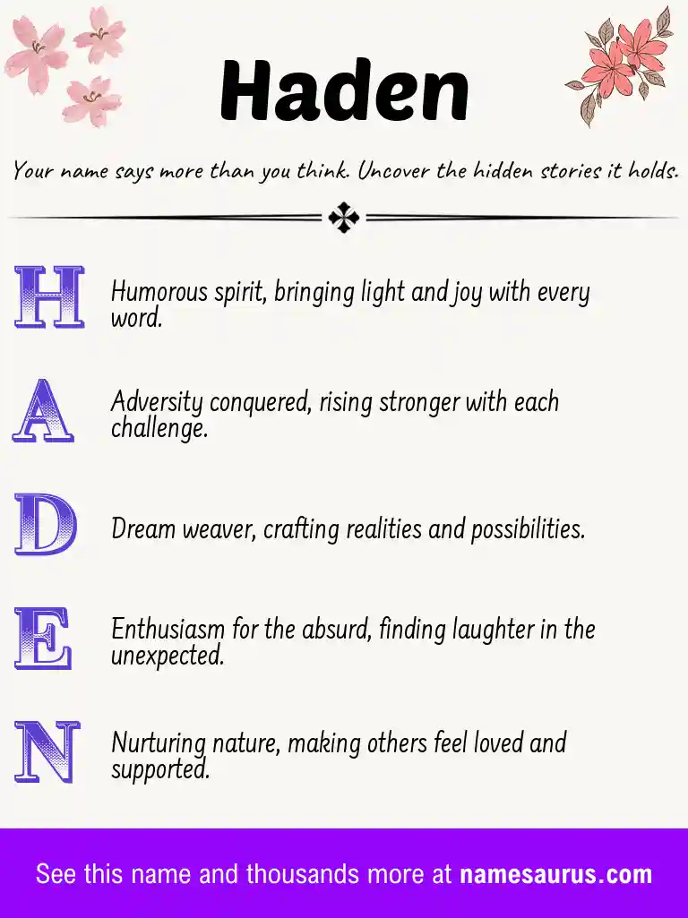 Acrostic poem about Haden.