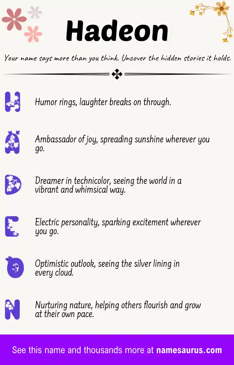 Acrostic poem about Hadeon.