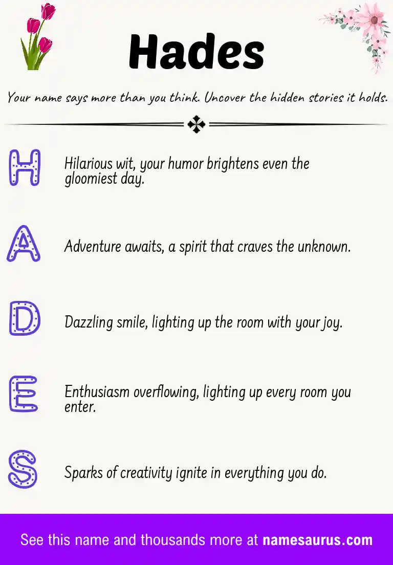 Acrostic poem about Hades.