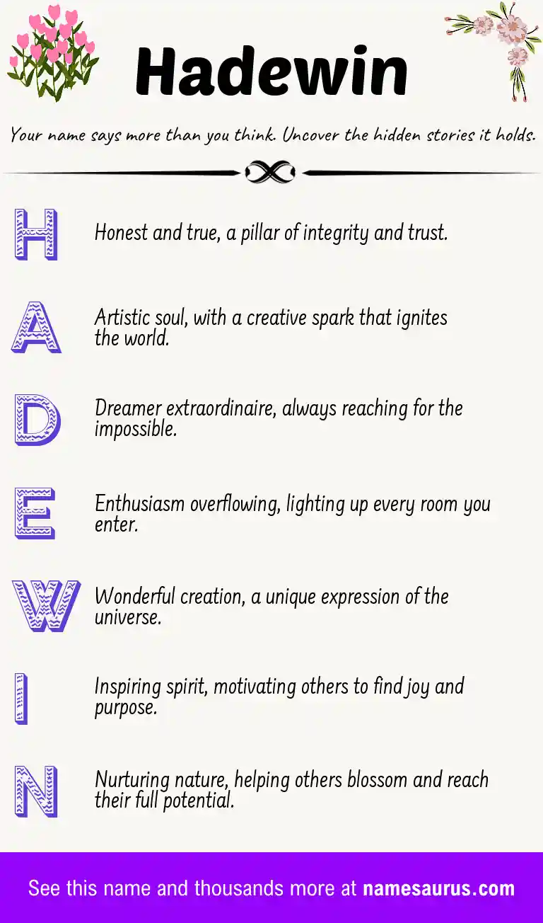 Acrostic poem about Hadewin.