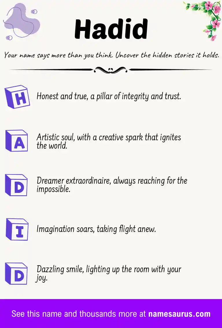 Acrostic poem about Hadid.