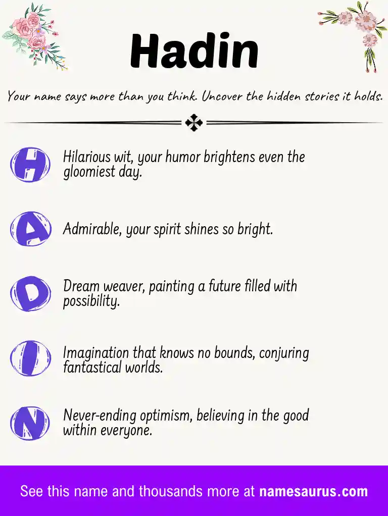 Acrostic poem about Hadin.