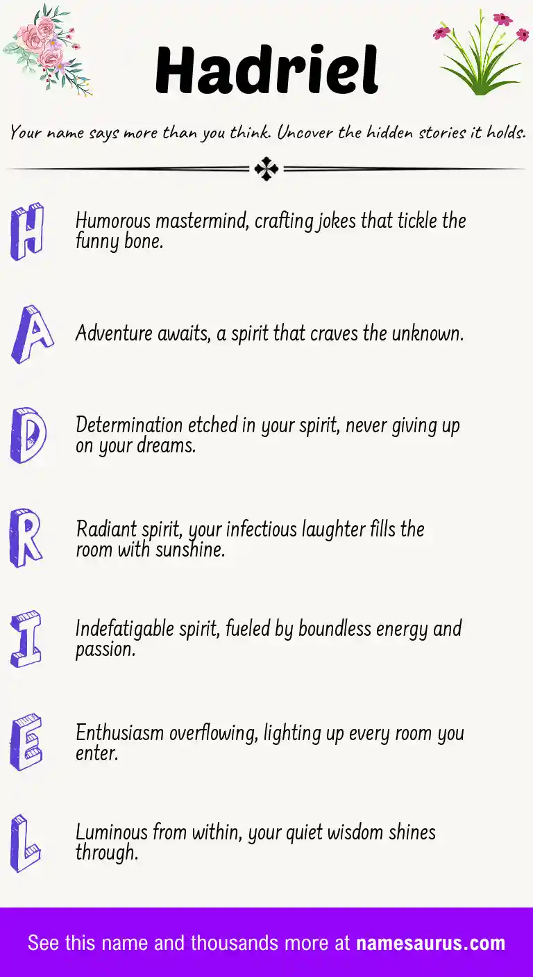 Acrostic poem about Hadriel.