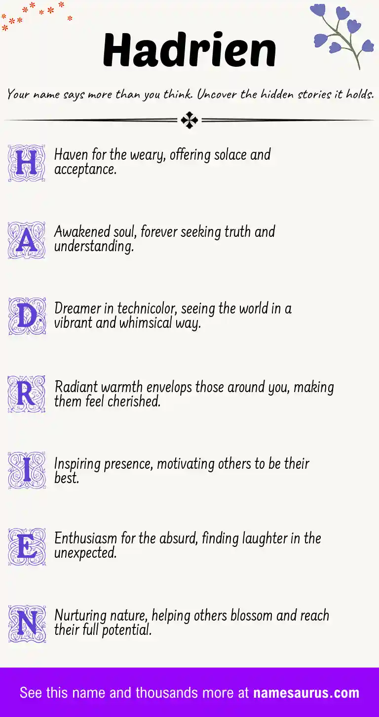 Acrostic poem about Hadrien.