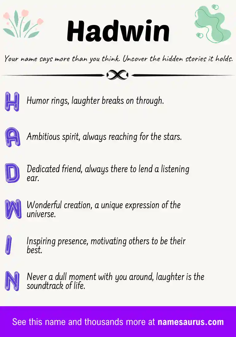 Acrostic poem about Hadwin.