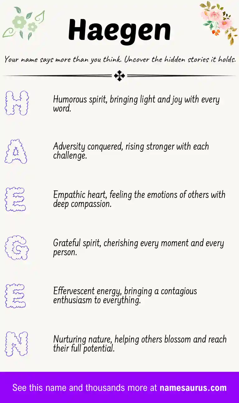 Acrostic poem about Haegen.
