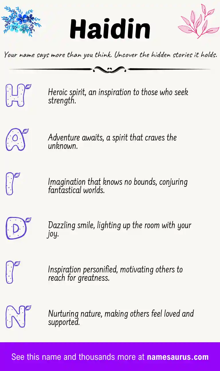 Acrostic poem about Haidin.