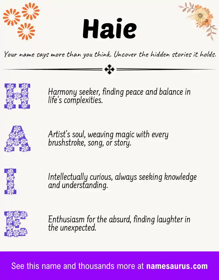 Acrostic poem about Haie.