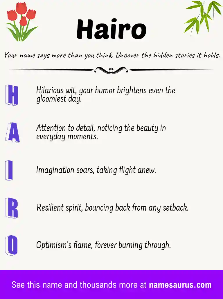 Acrostic poem about Hairo.