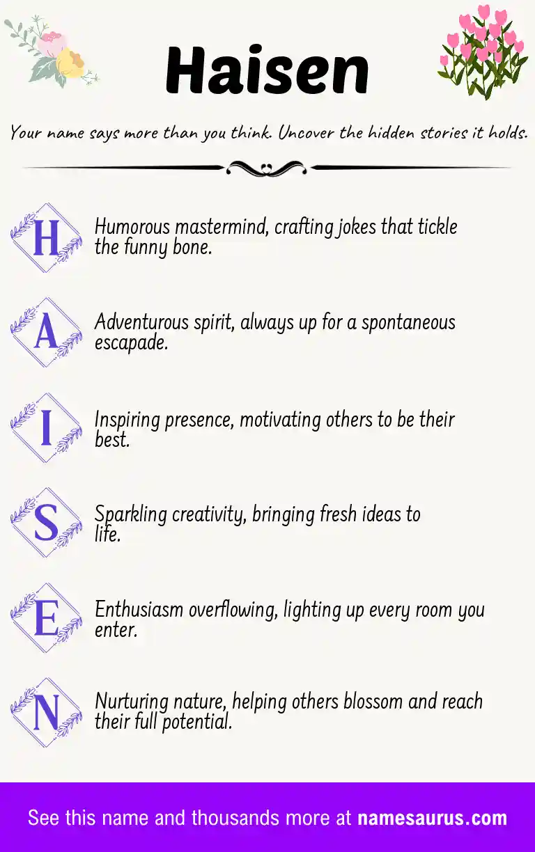 Acrostic poem about Haisen.