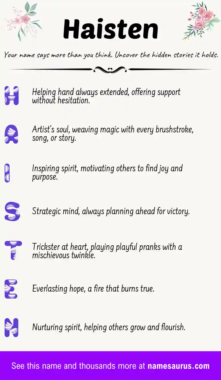 Acrostic poem about Haisten.