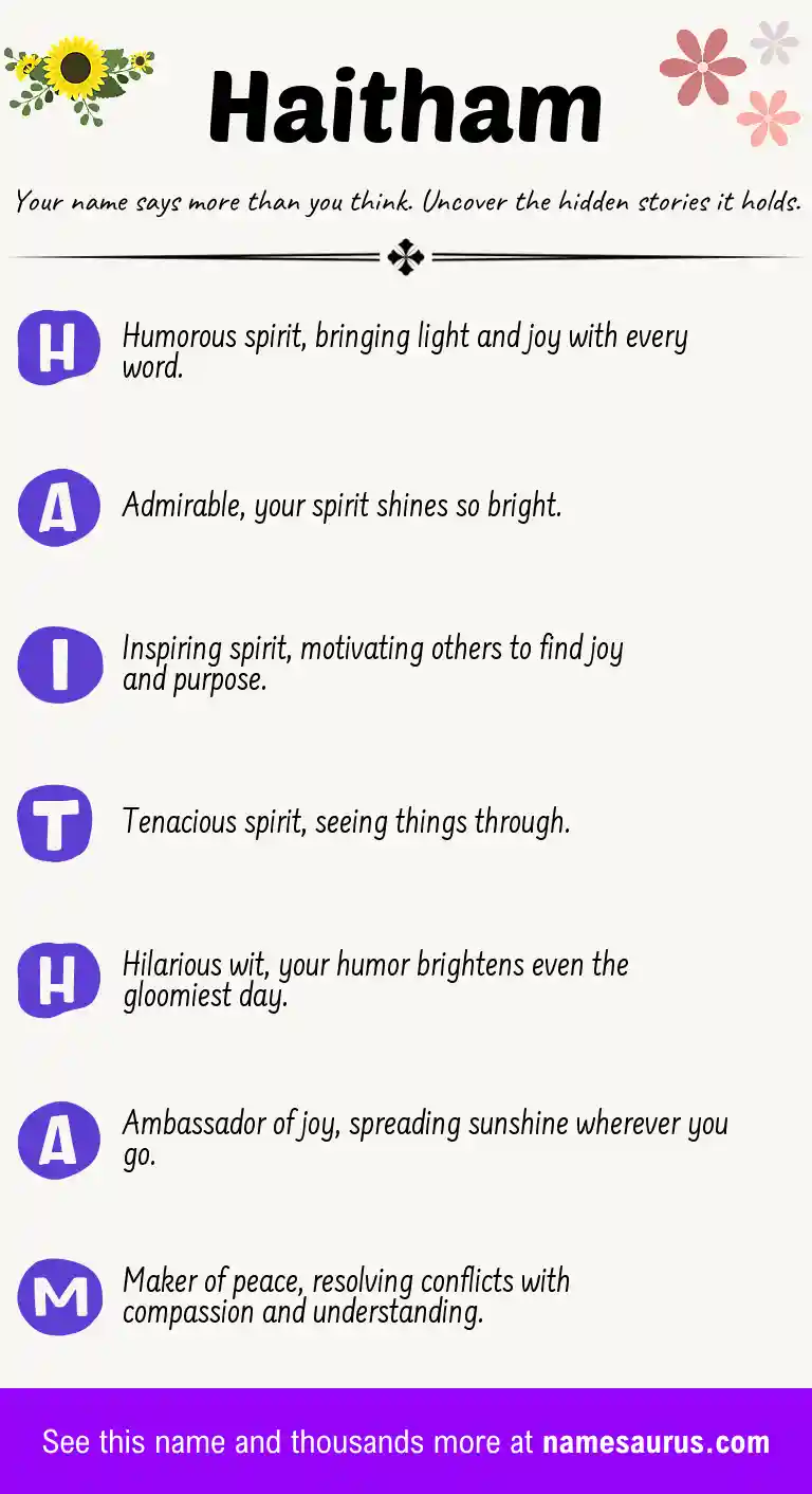 Acrostic poem about Haitham.