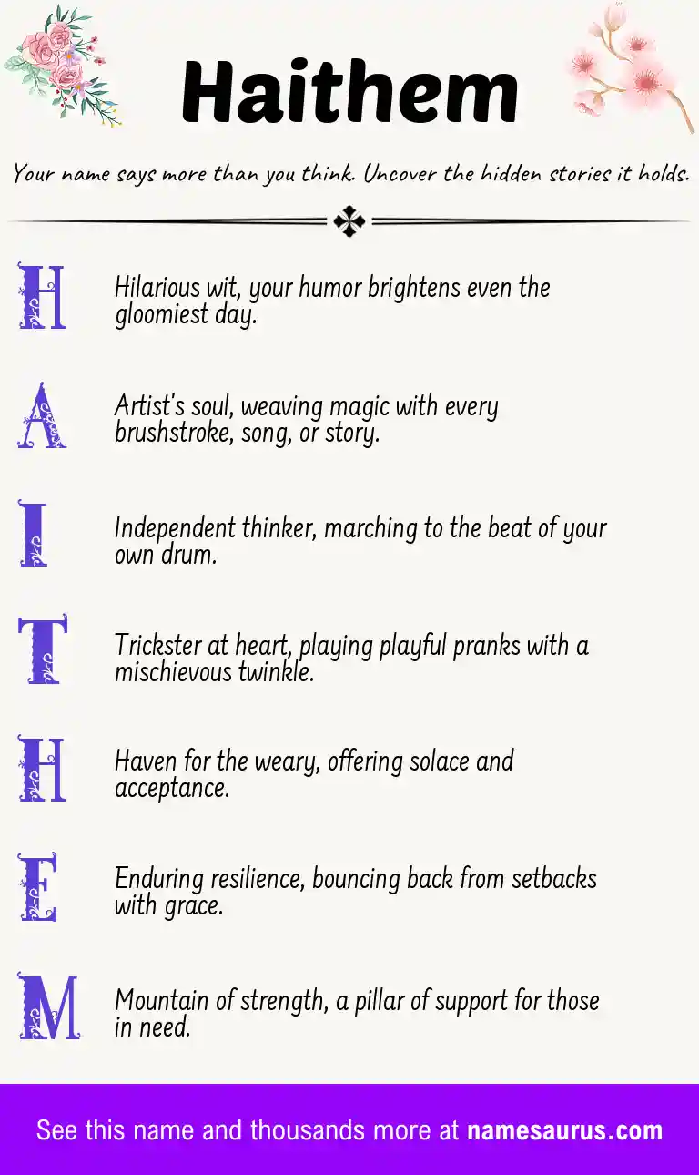 Acrostic poem about Haithem.