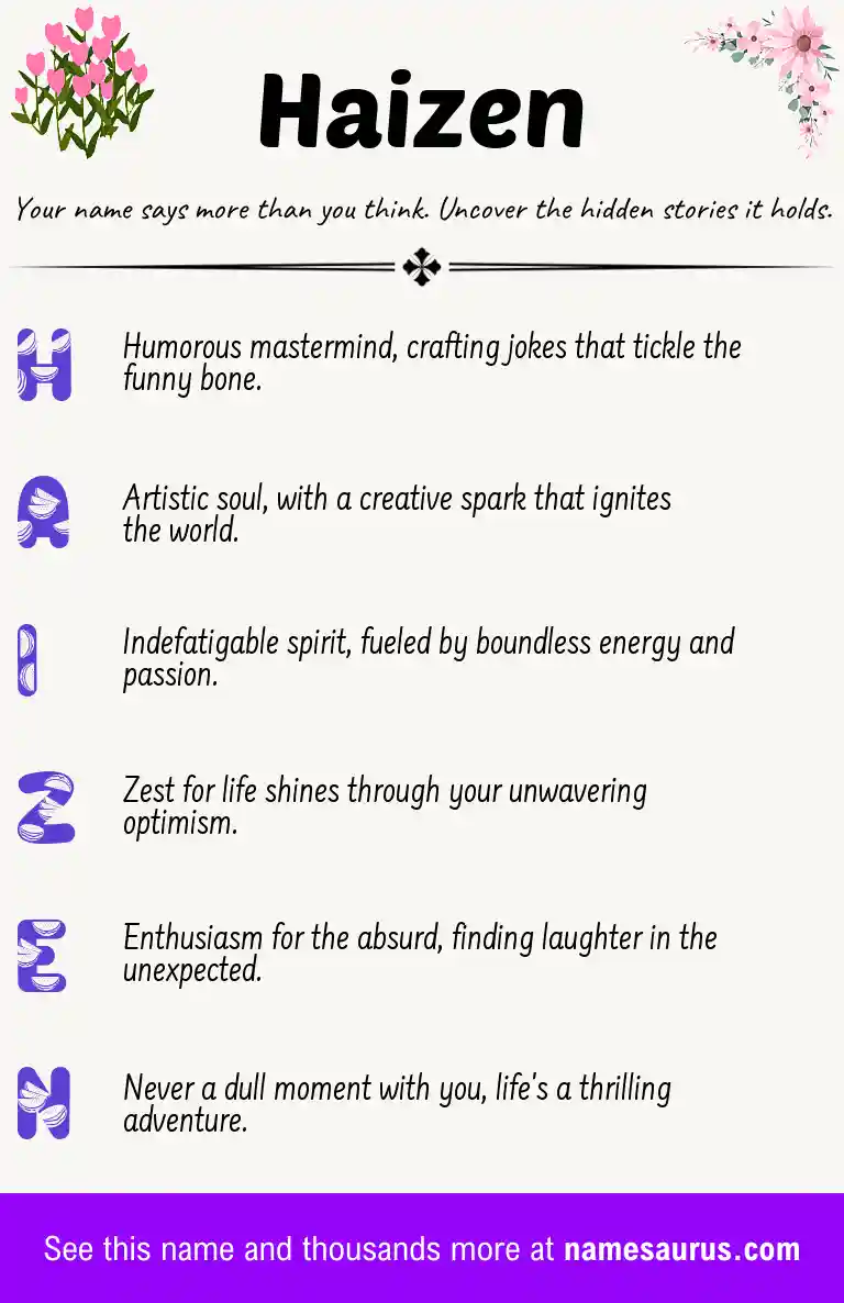 Acrostic poem about Haizen.