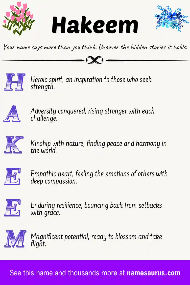 Acrostic poem about Hakeem.