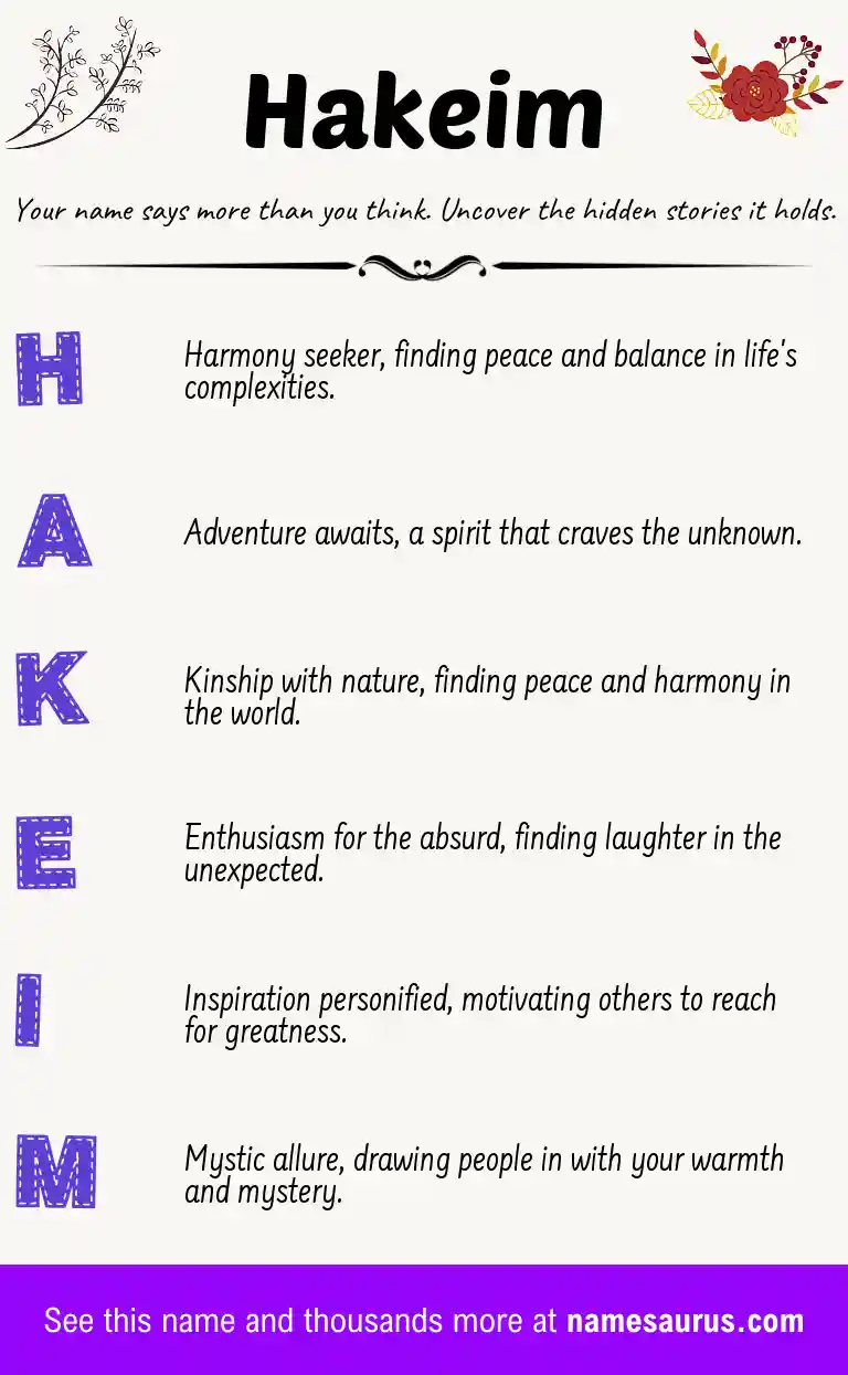 Acrostic poem about Hakeim.