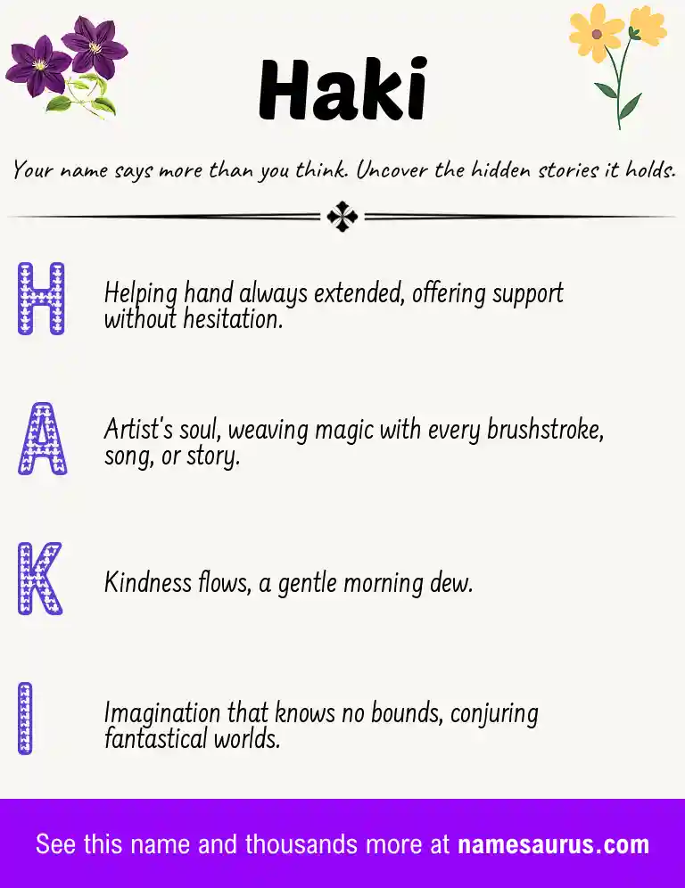 Acrostic poem about Haki.