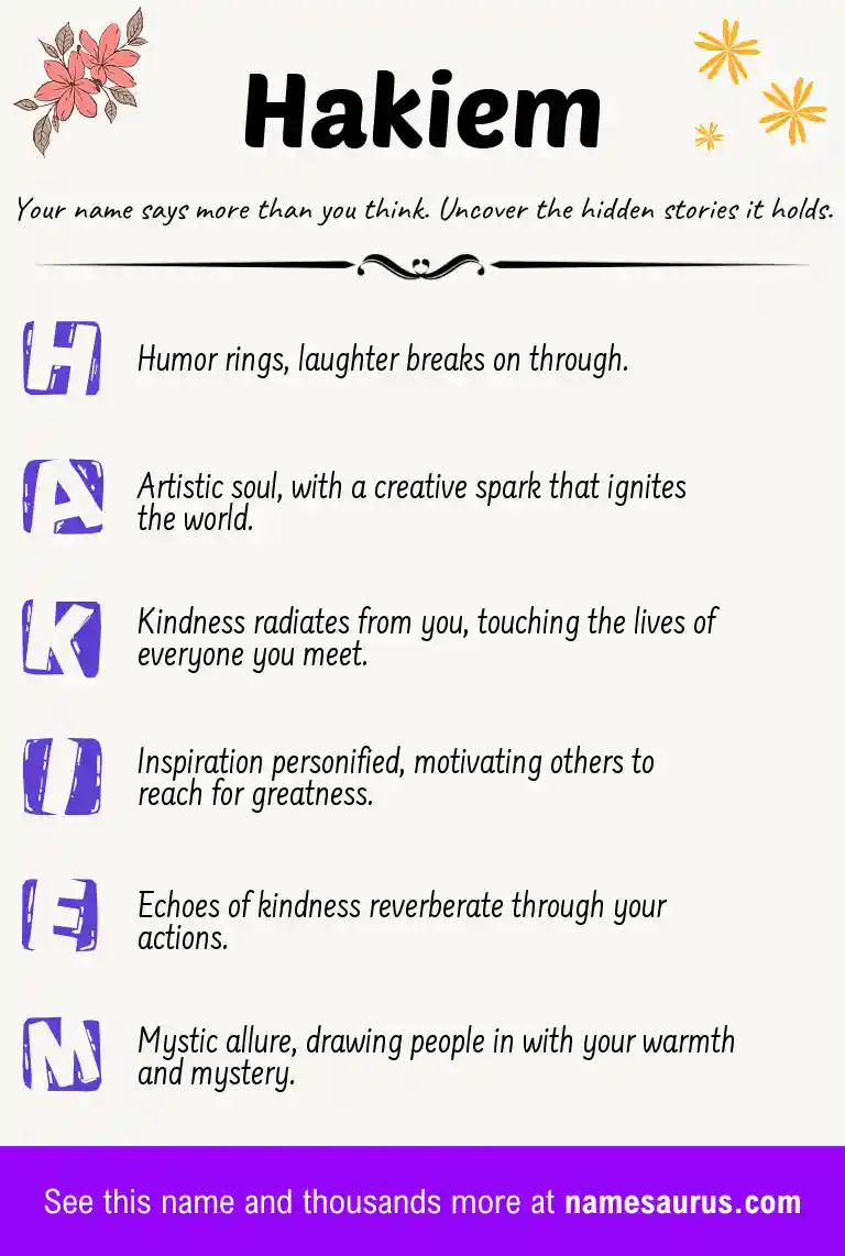 Acrostic poem about Hakiem.
