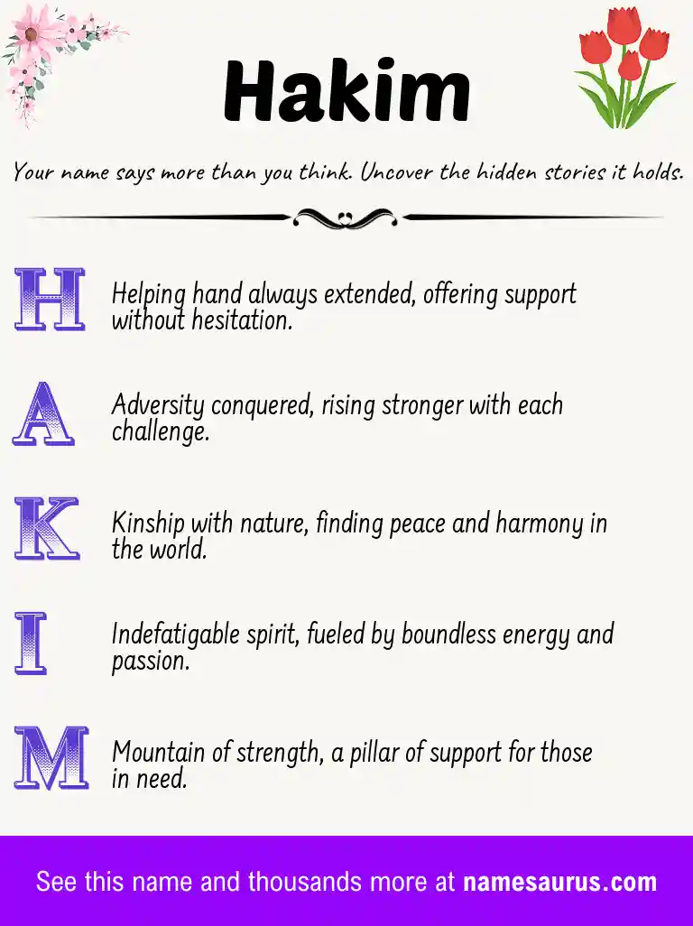 Acrostic poem about Hakim.