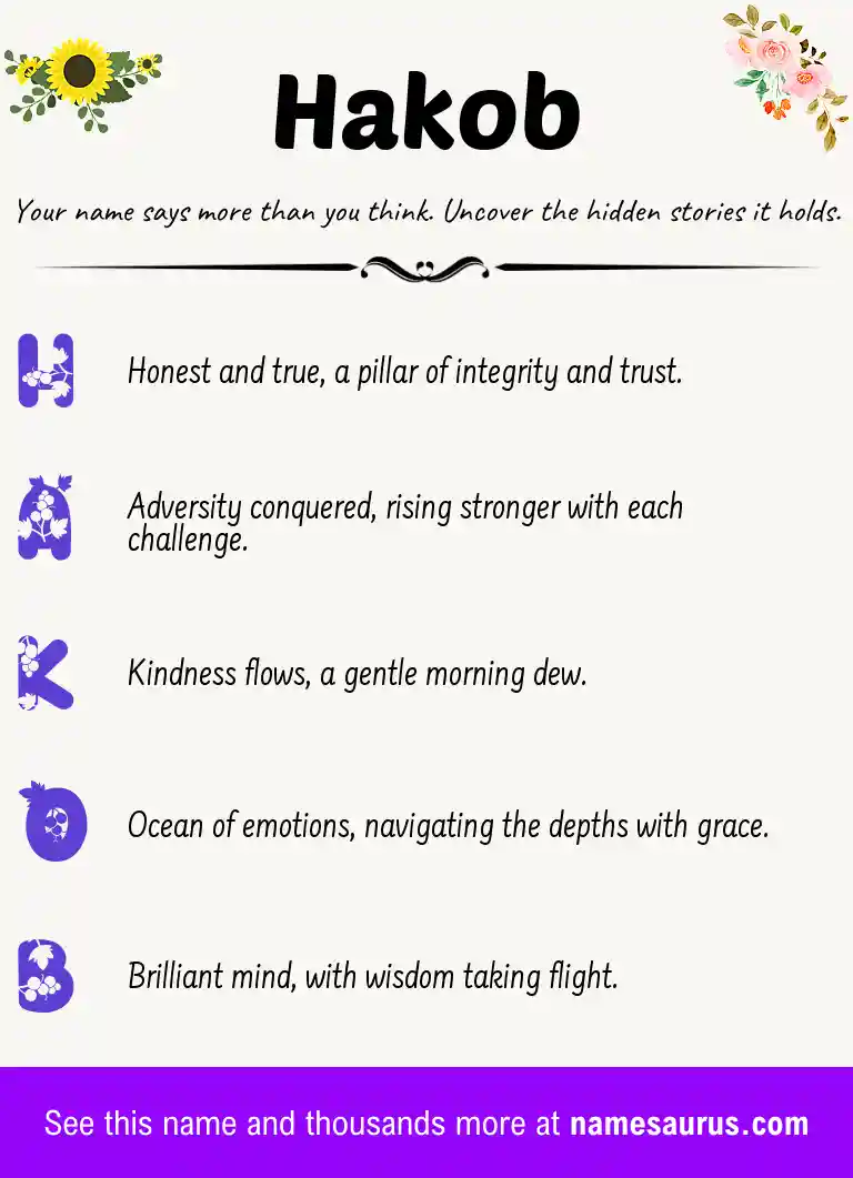 Acrostic poem about Hakob.