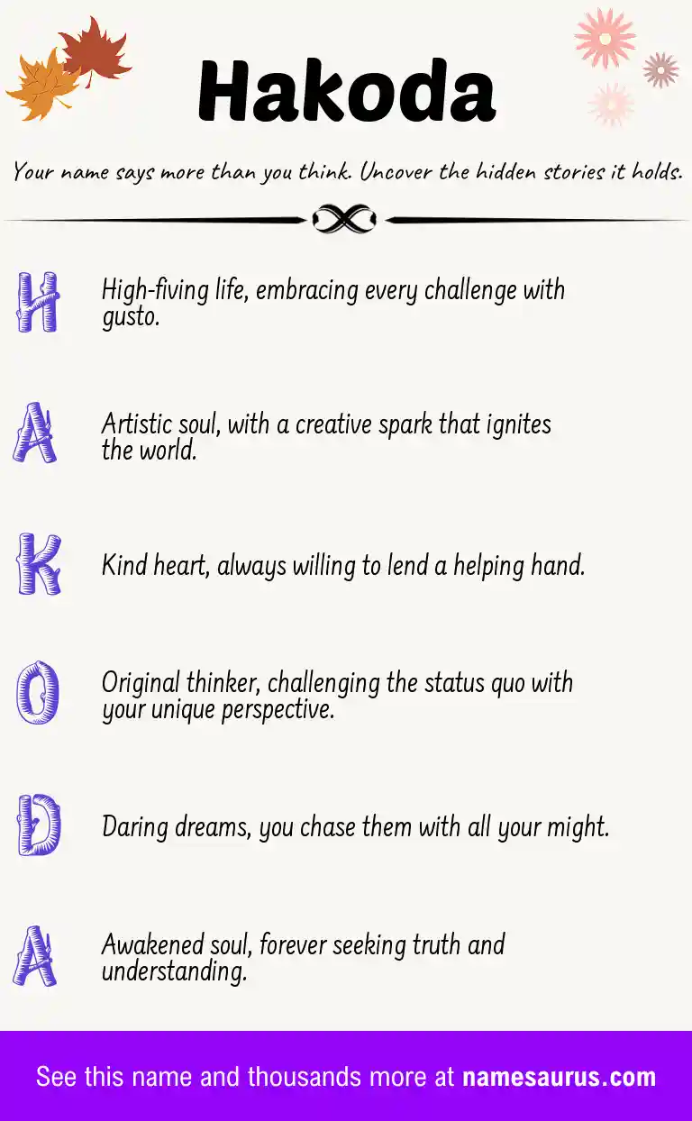 Acrostic poem about Hakoda.