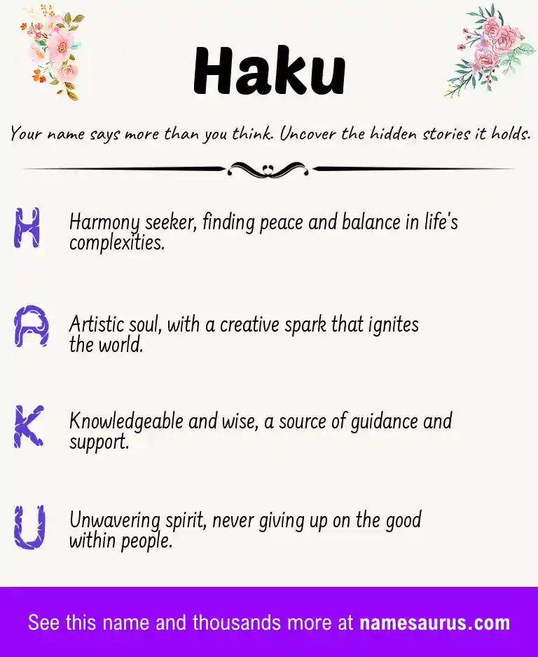 Acrostic poem about Haku.