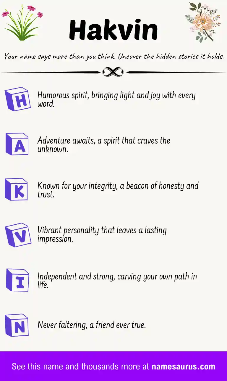 Acrostic poem about Hakvin.