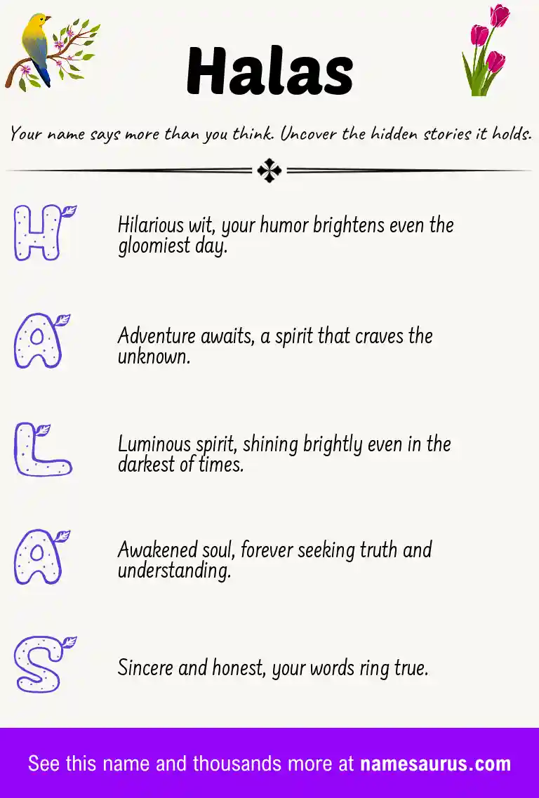 Acrostic poem about Halas.