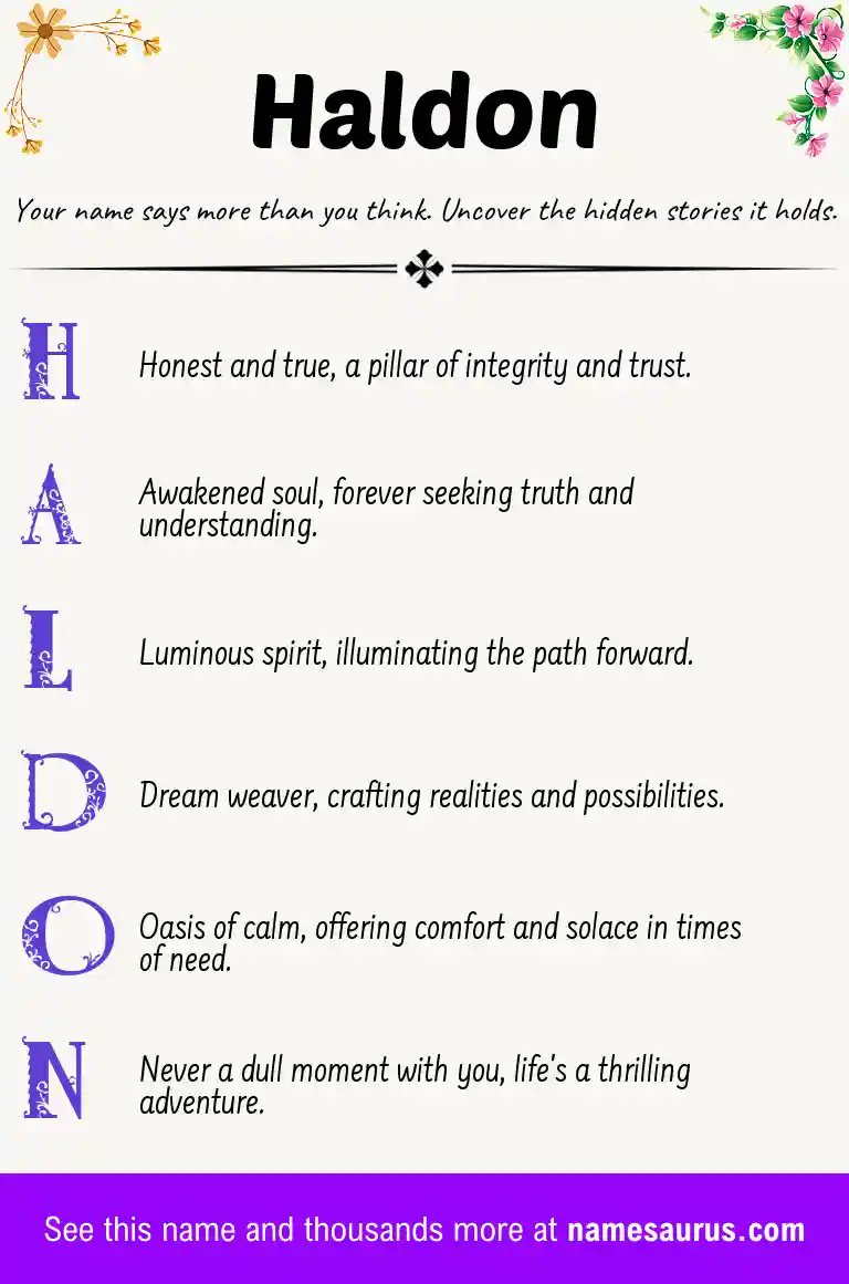 Acrostic poem about Haldon.