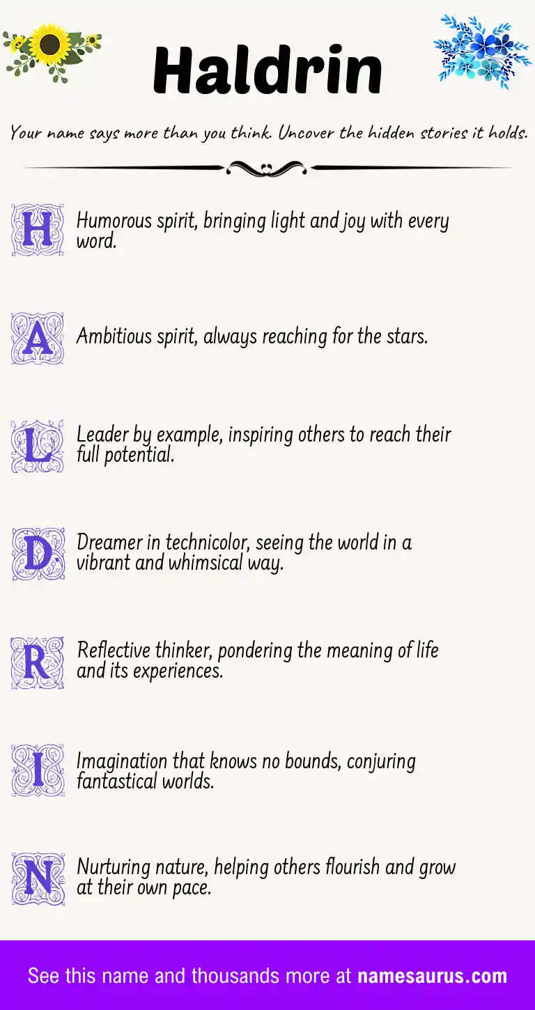 Acrostic poem about Haldrin.
