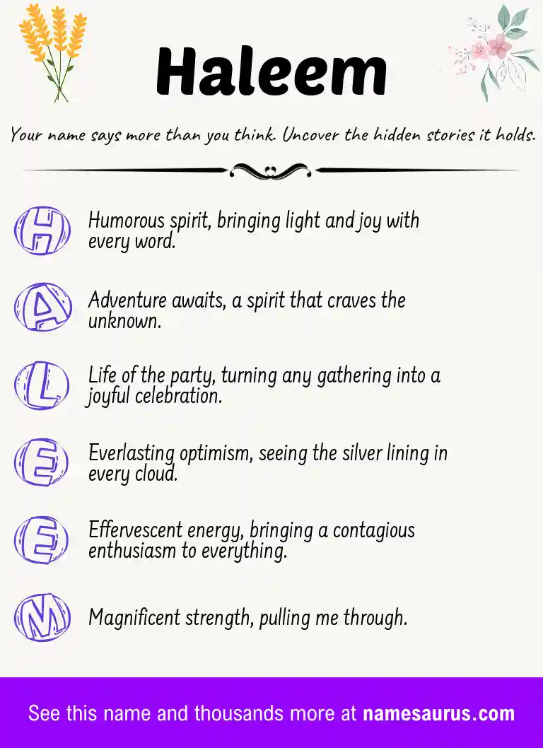 Acrostic poem about Haleem.