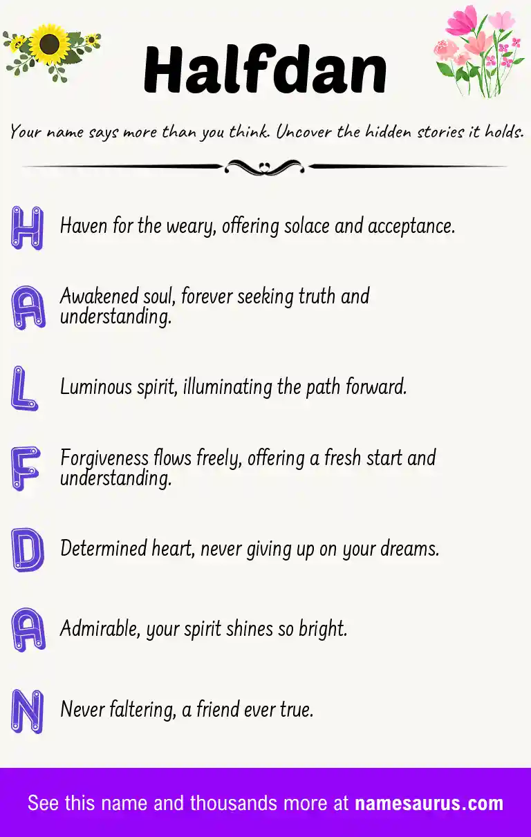 Acrostic poem about Halfdan.