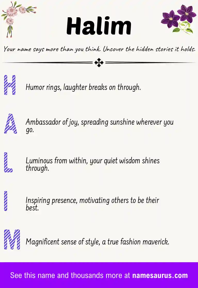 Acrostic poem about Halim.