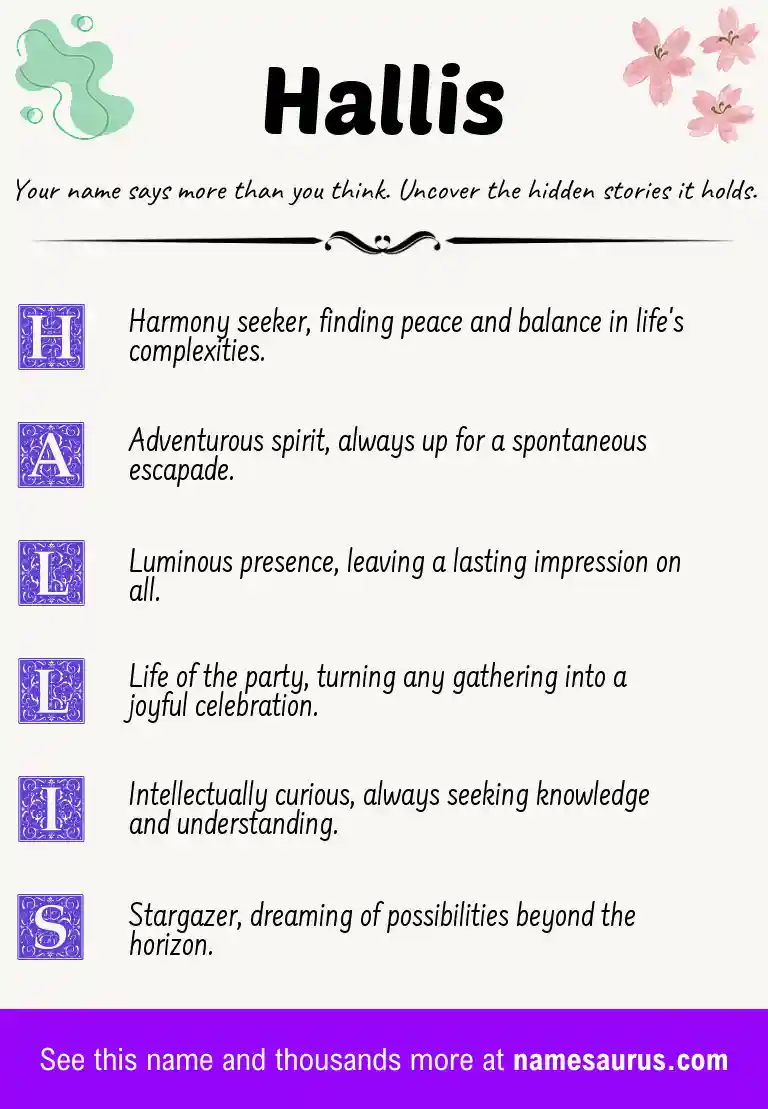 Acrostic poem about Hallis.
