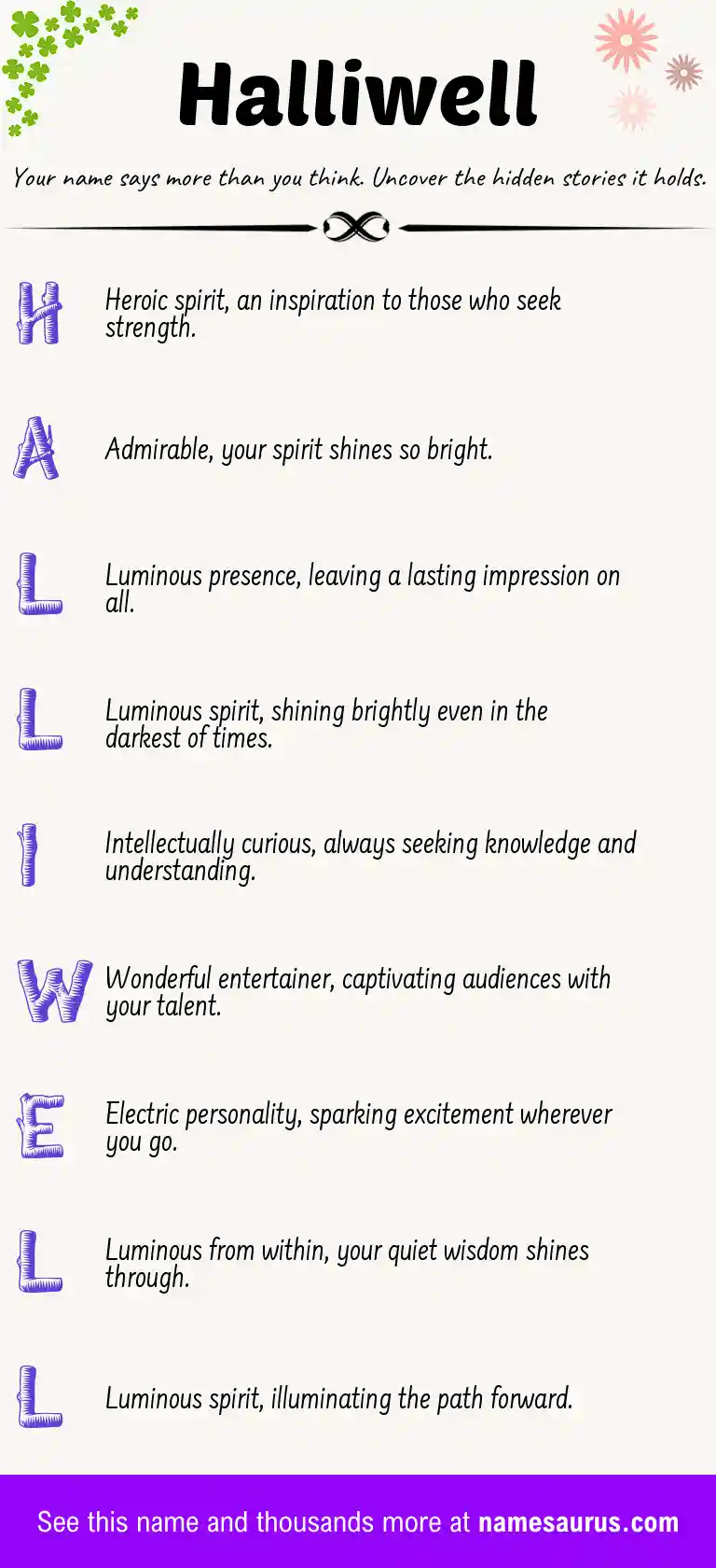Acrostic poem about Halliwell.