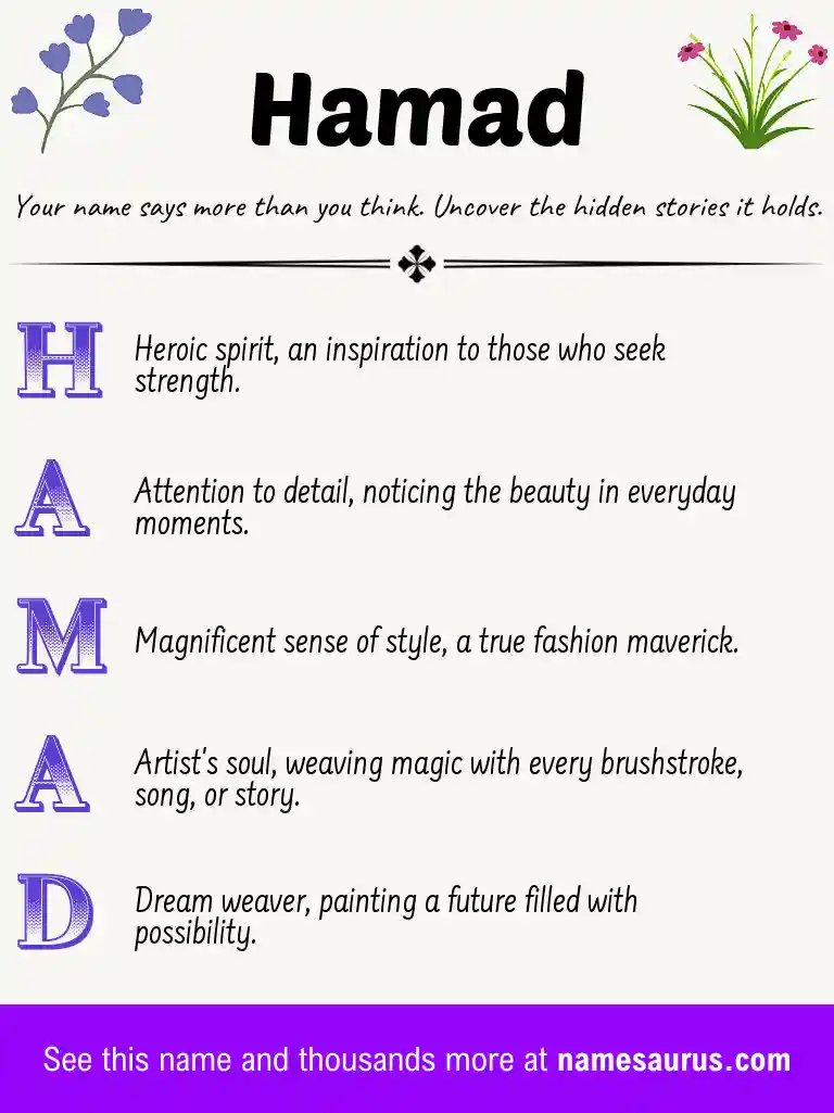 Acrostic poem about Hamad.