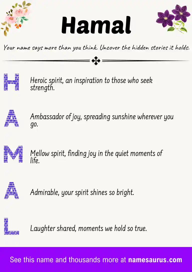 Acrostic poem about Hamal.