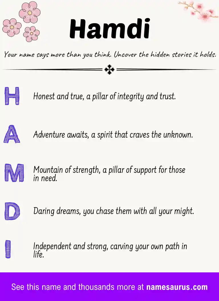 Acrostic poem about Hamdi.
