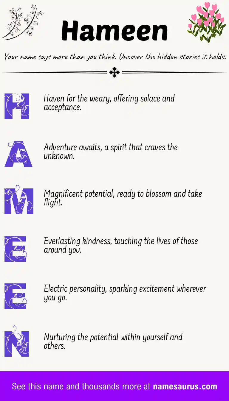 Acrostic poem about Hameen.