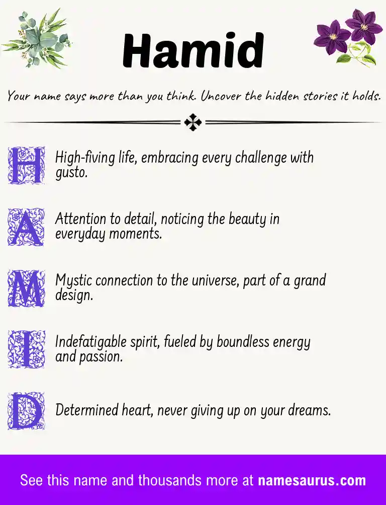 Acrostic poem about Hamid.