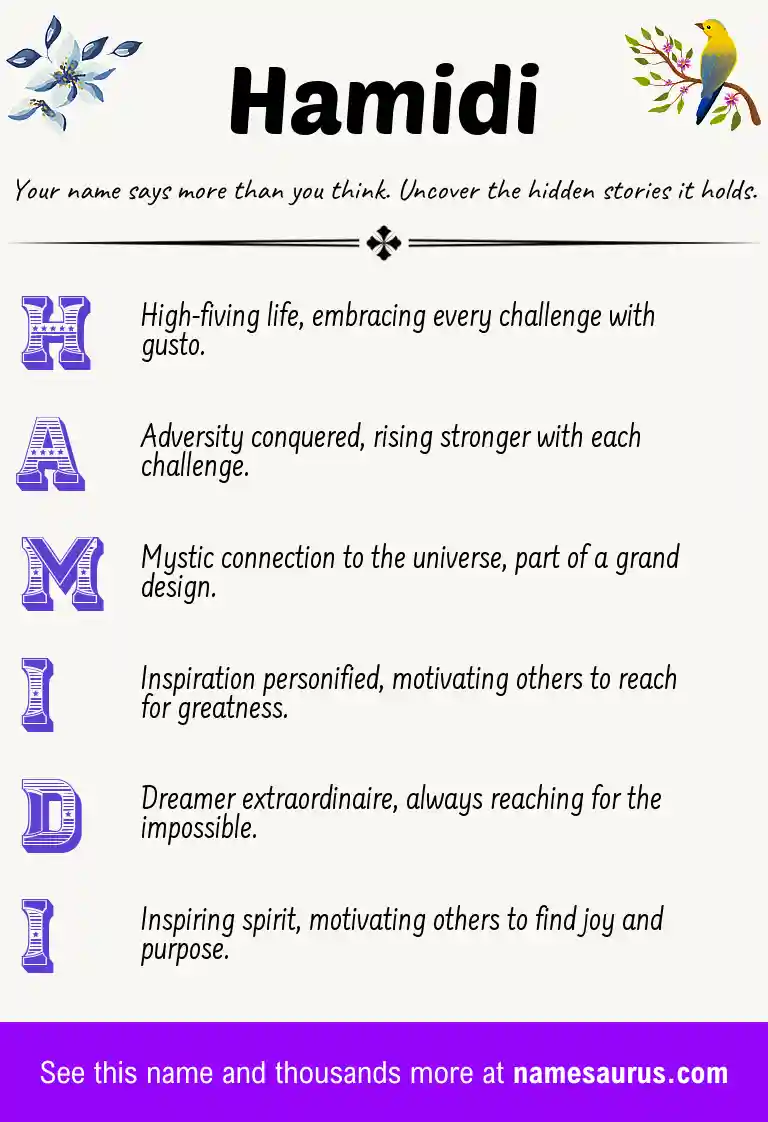 Acrostic poem about Hamidi.
