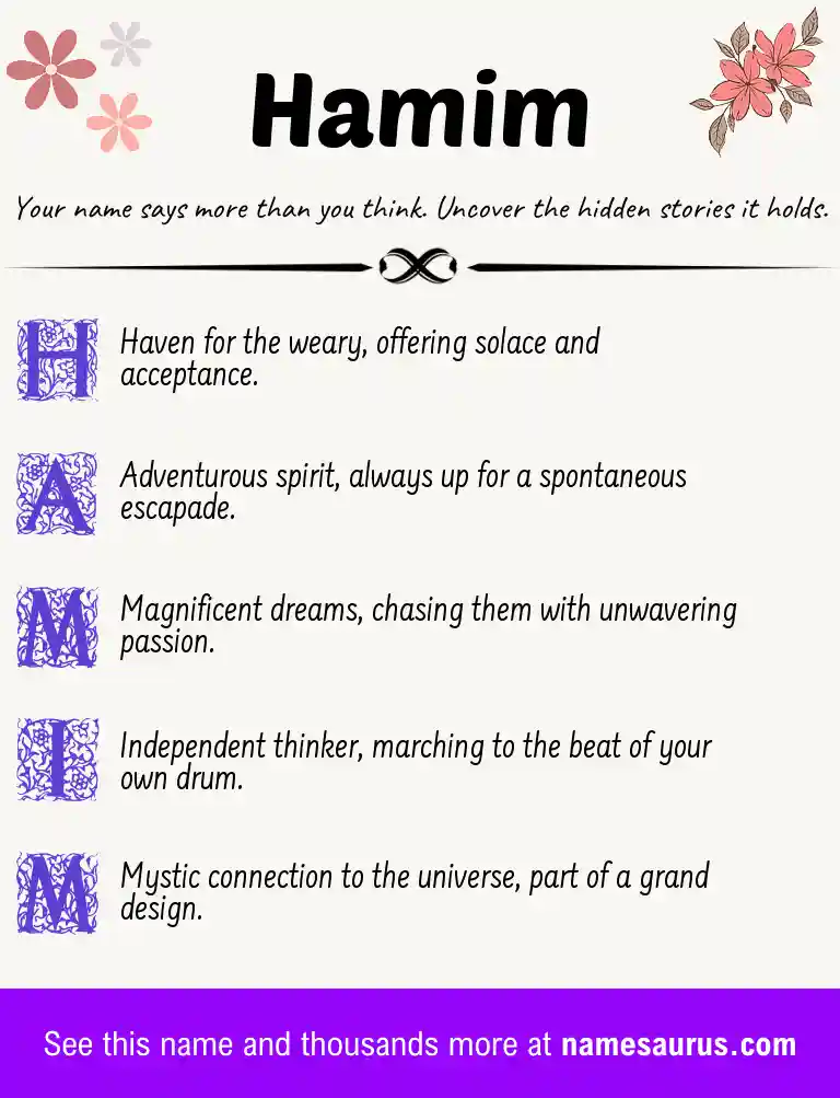 Acrostic poem about Hamim.