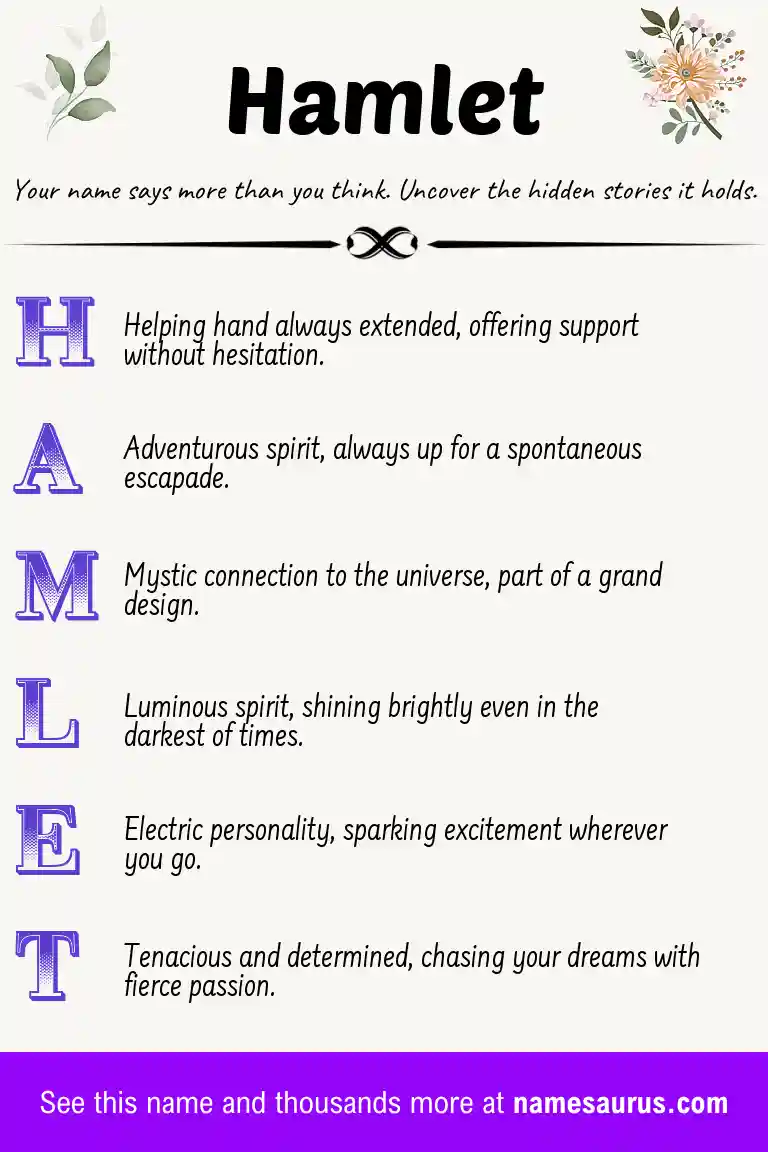 Acrostic poem about Hamlet.